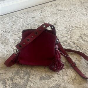 Free People  Burgundy Suede leather hobo Bag